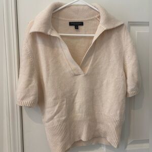 Banana Republic Cream Short Sleeve Collared Sweater